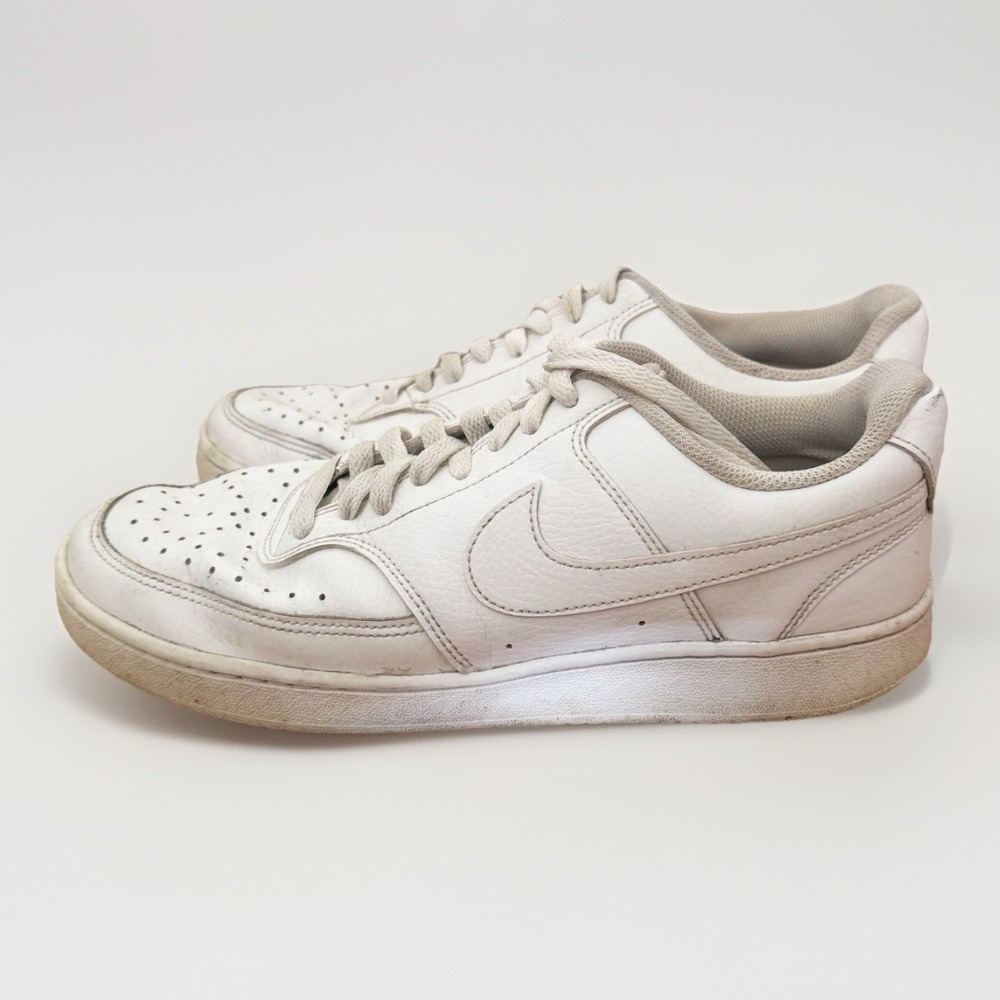 Nike Court Vision Low Sneakers Men's 10 White Leather Lace Up Shoes CD5463-100